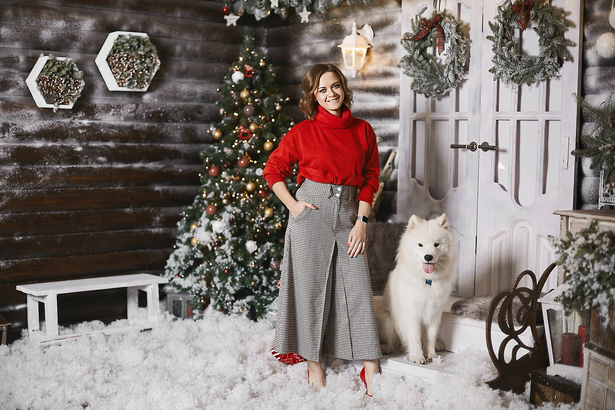 Christmas Home Decoration Family Courtyard Backdrop M6-89