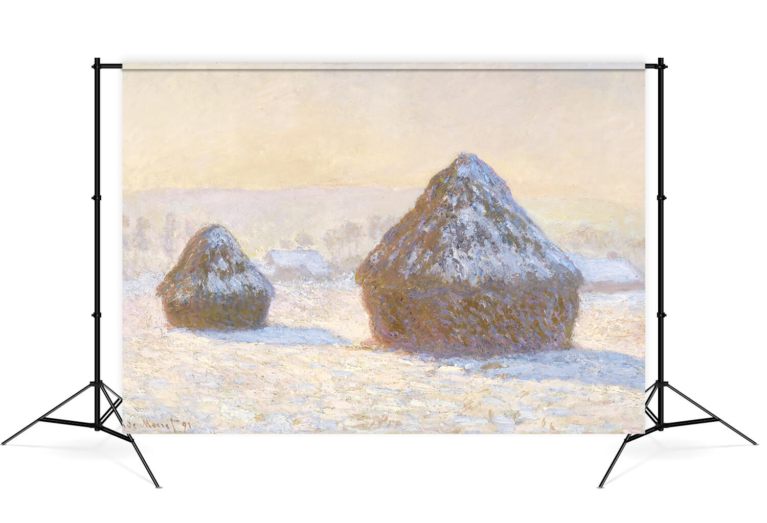Winter Wheatstacks Snow Photography Backdrop M8-22