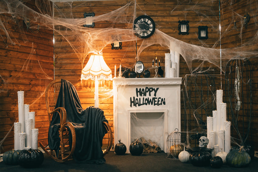 Halloween Scary Room Spider Web Backdrop