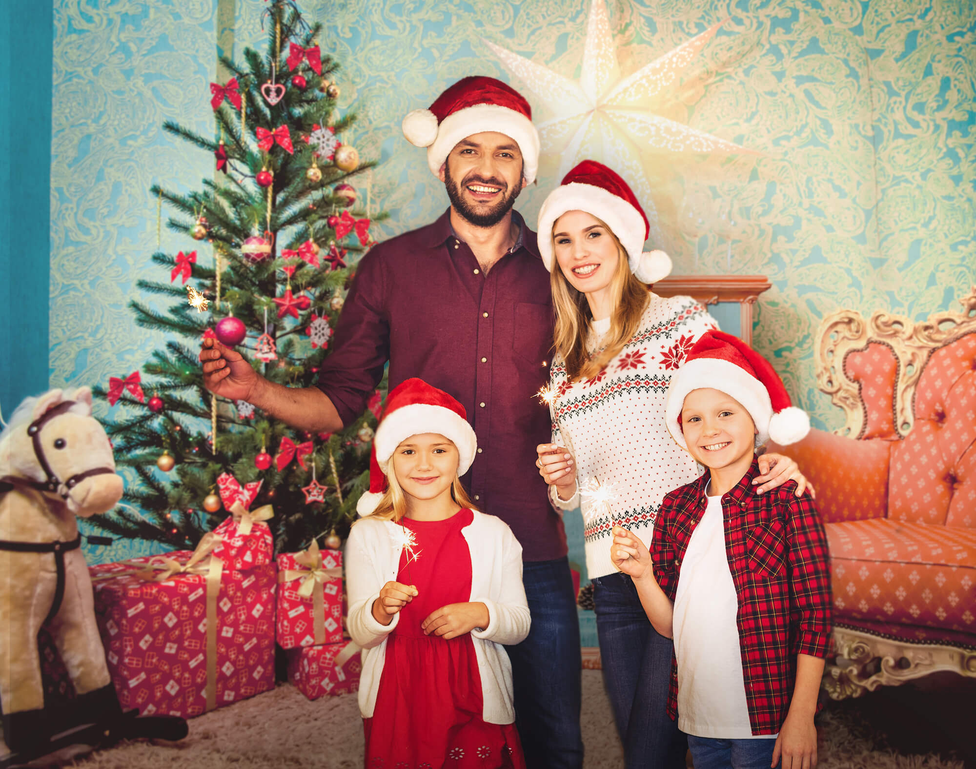 Christmas Tree Armchair Holiday Decor Backdrop M9-79