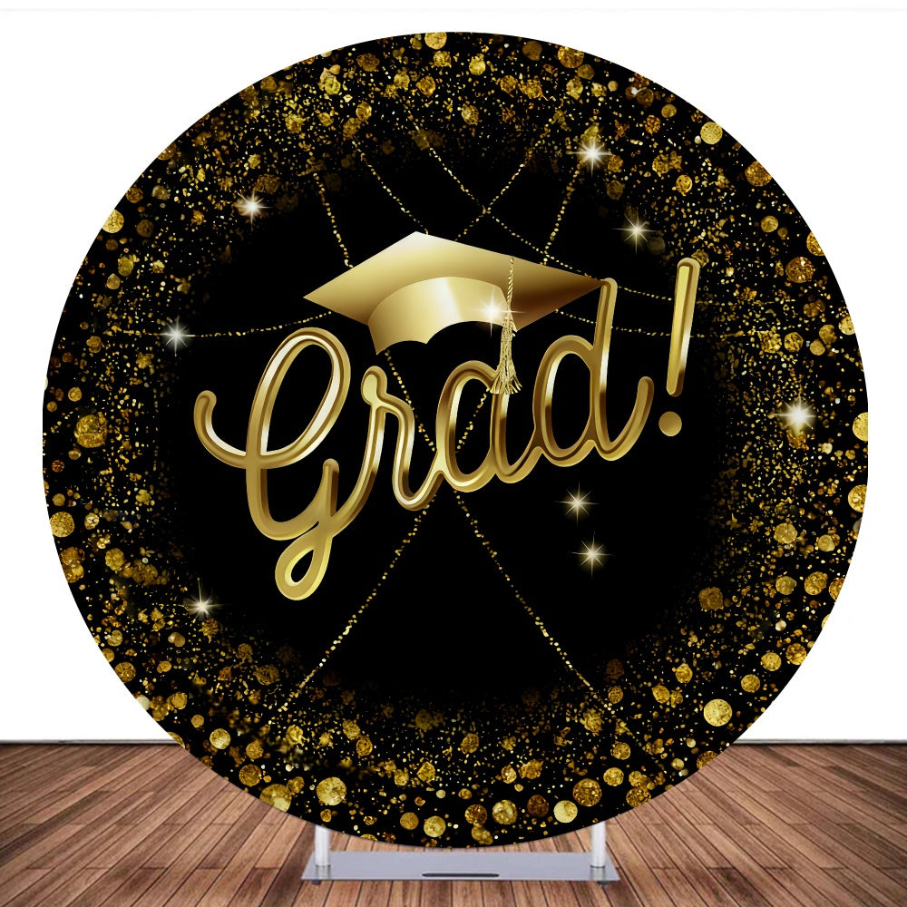 Circle Backdrop Gold Diamond Glitter Graduation Backdrop MRR10-135