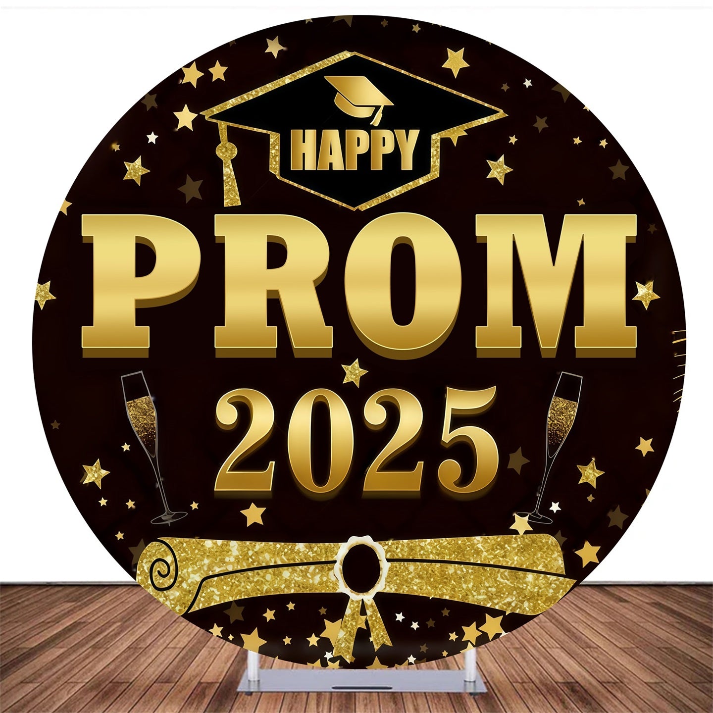 Round Backdrop Cover Golden Star Prom Night Graduation Backdrop MRR10-155