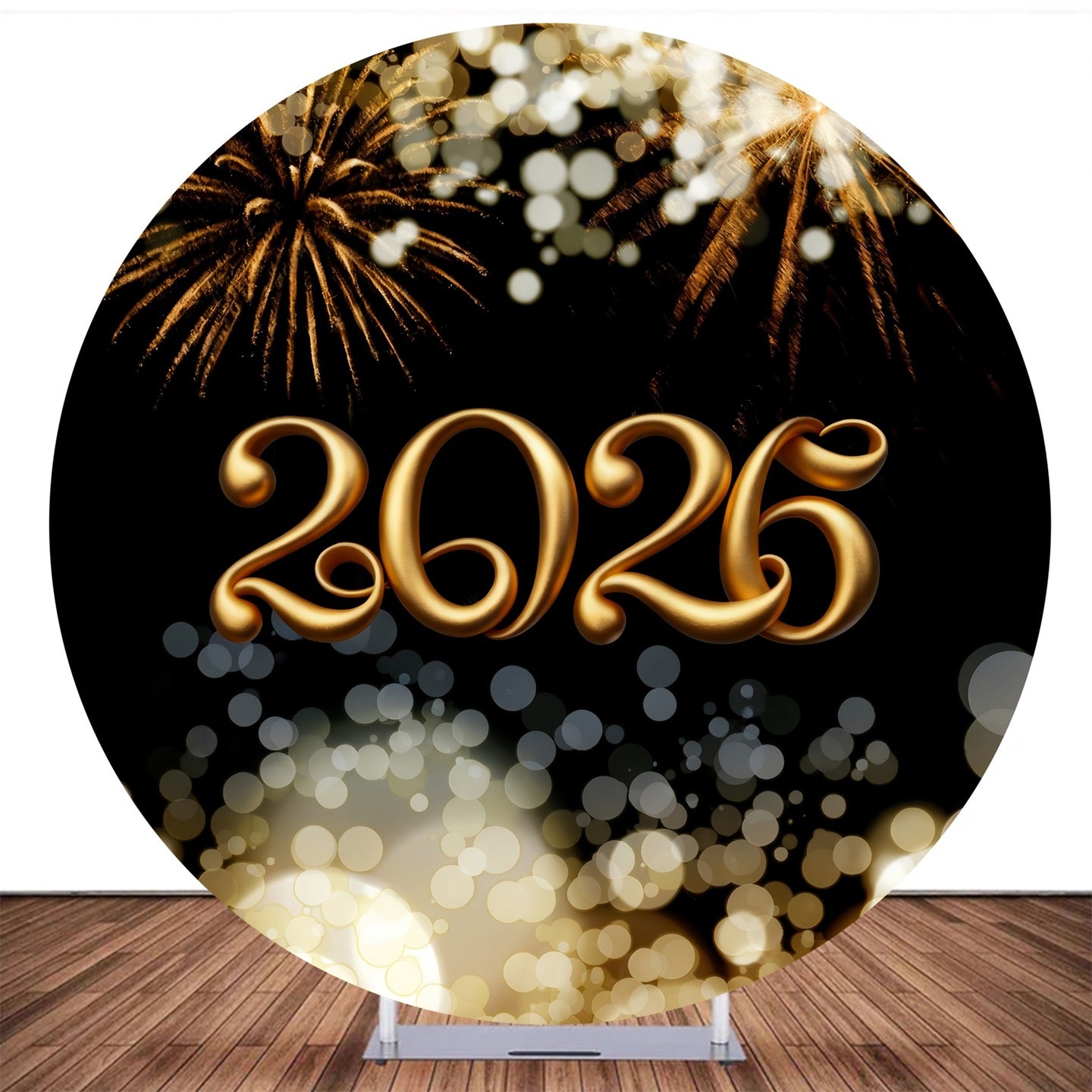 Circle Backdrop Sparkling Gold Lights Happy New Year Backdrop MRR10-164