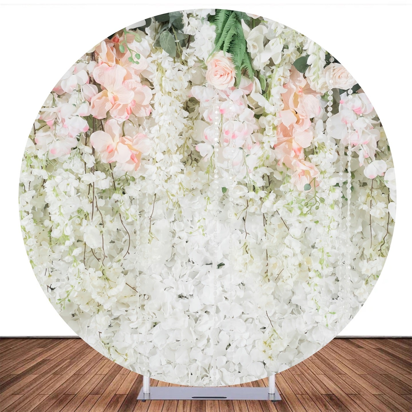 Round Backdrop White Floral Blossom Wall Wedding Backdrop MRR10-193