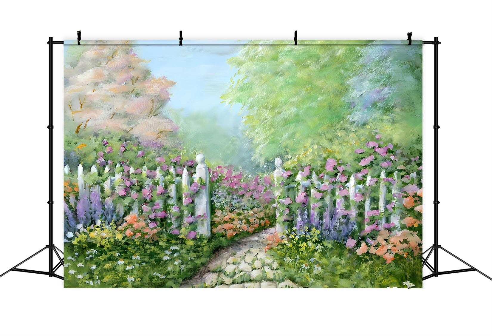 Newborn Backdrop Floral Garden White Fence Kids Photo Backdrop MRR10-20