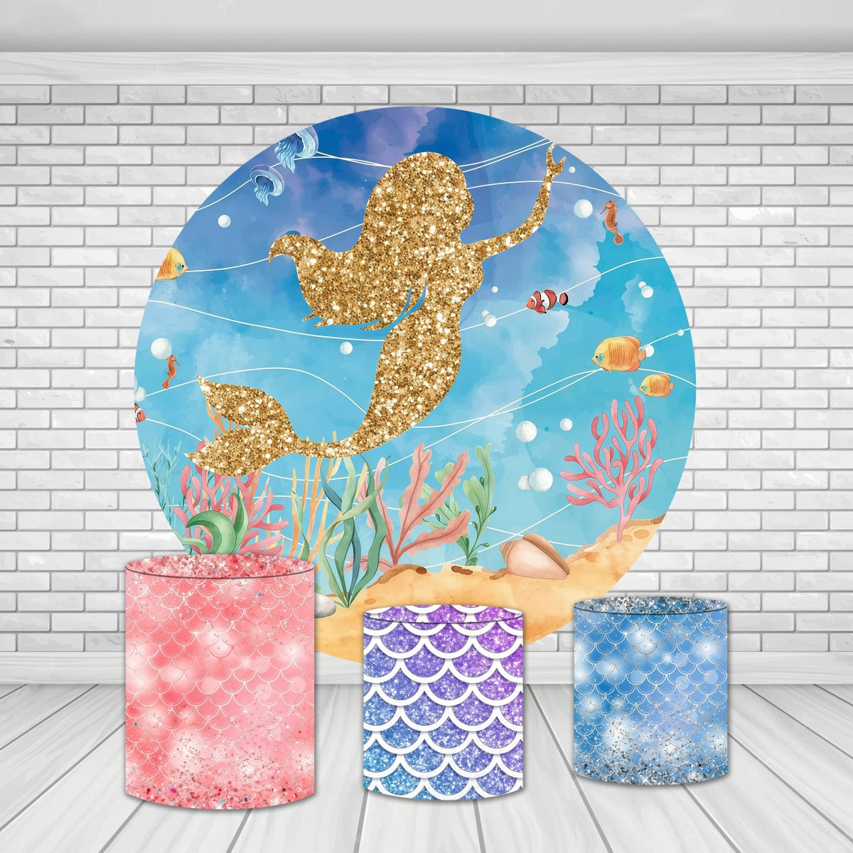 Circle Backdrop Cover Kit Fantasy Underwater Mermaid Backdrop MRR10-229