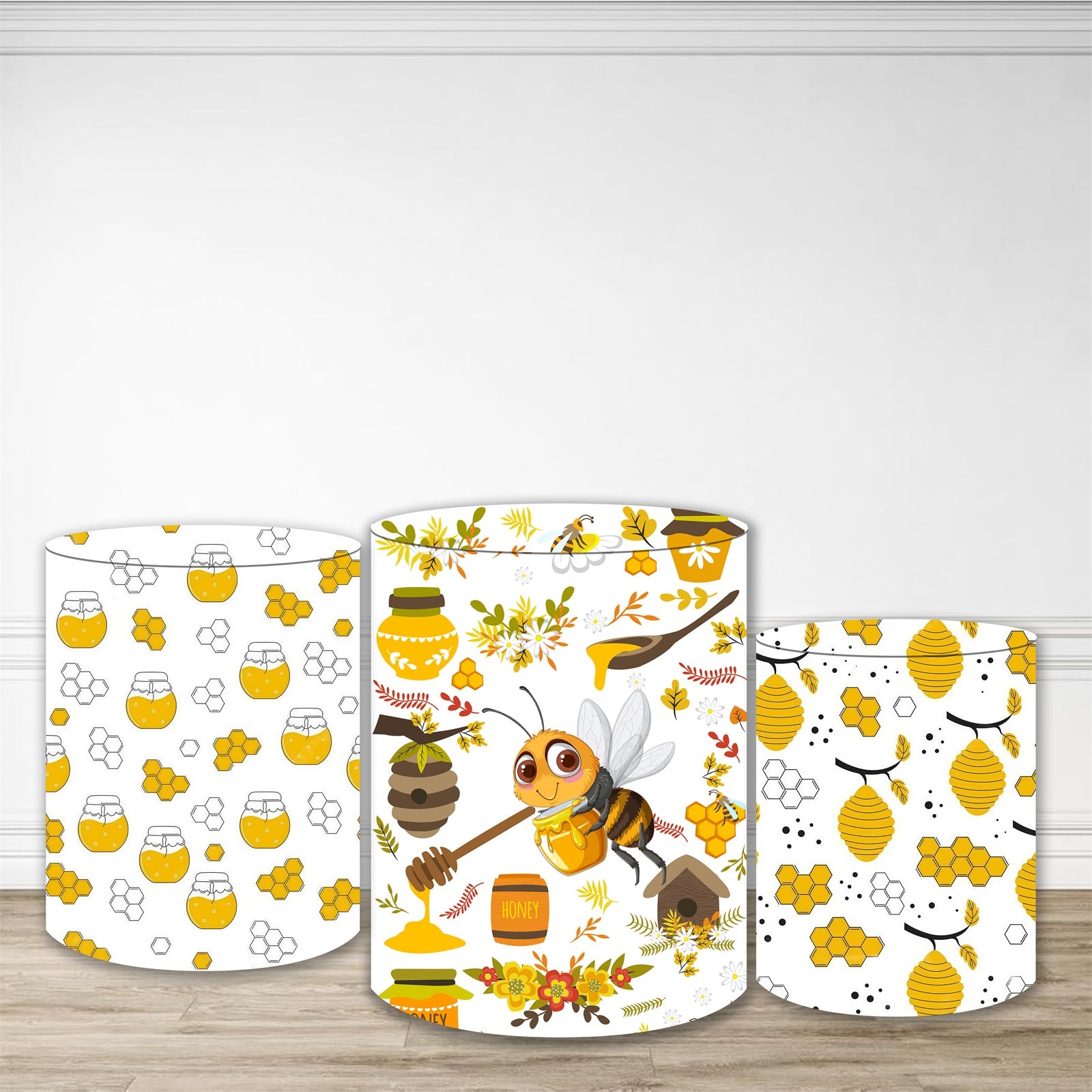 Pedestal Covers Cute Honey Bee Pattern Cartoon Backdrop MRR10-247