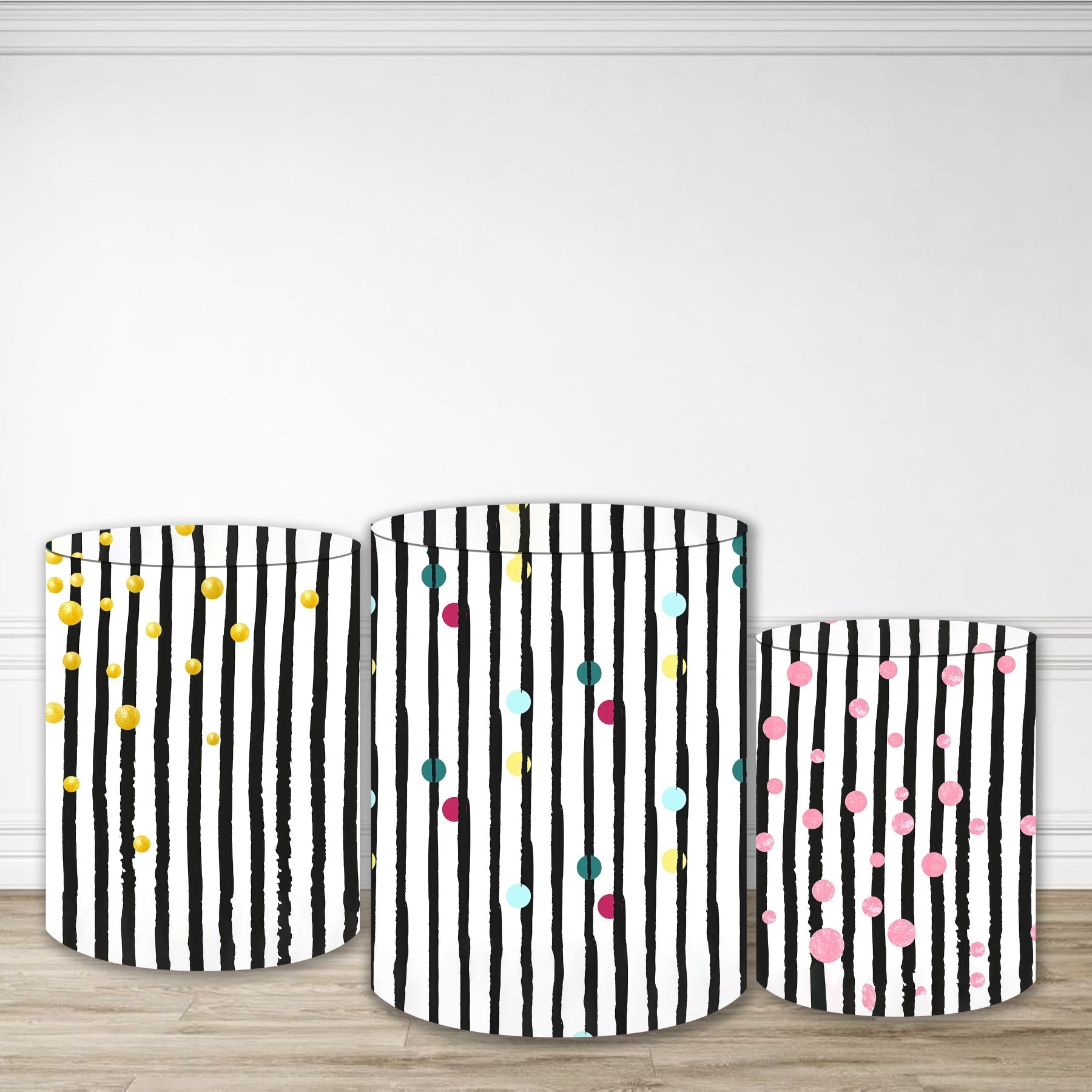 Plinth Cover Black Stripe Dot Contrast Pedestal Covers MRR10-259