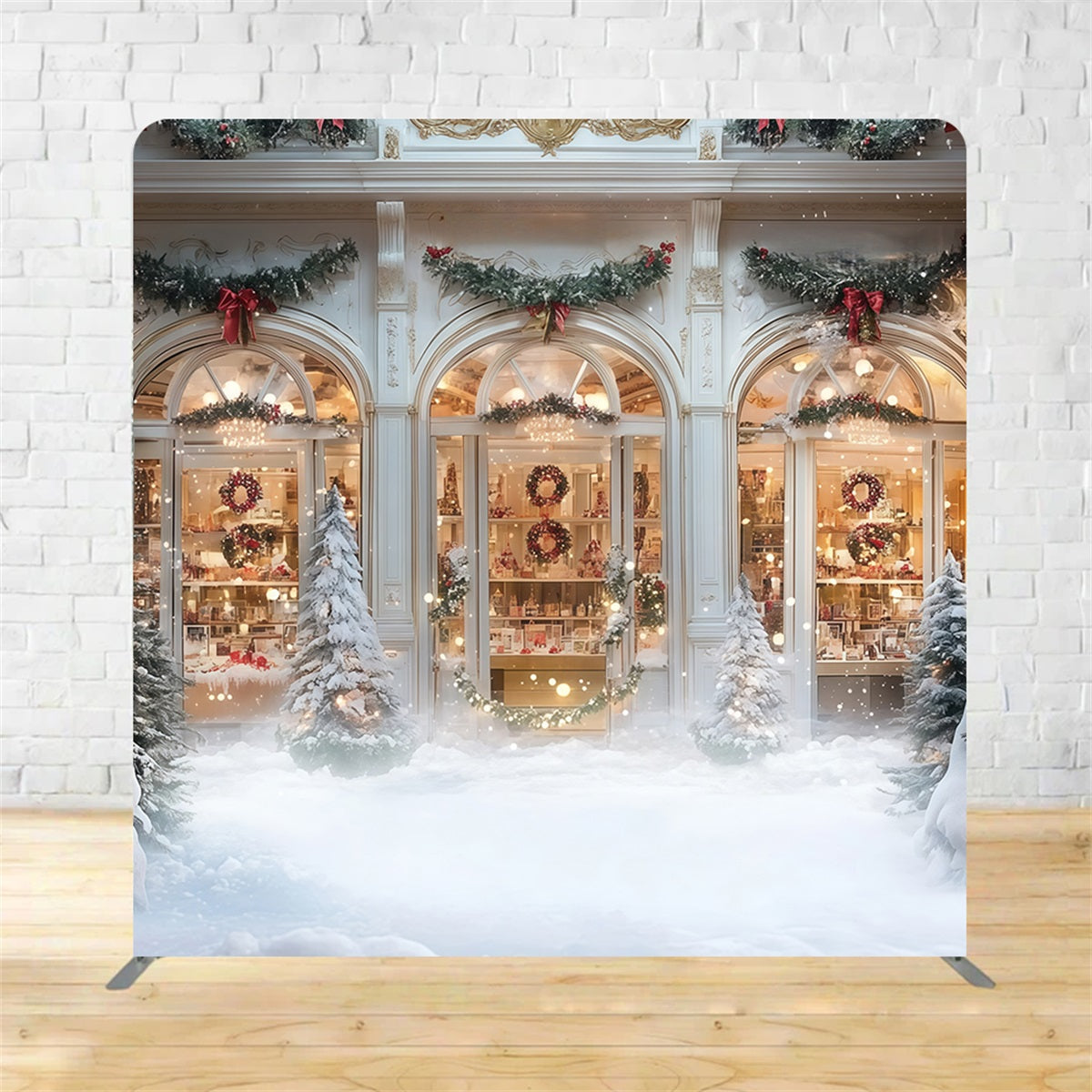 Tension Backdrops Elegant Snowy Holiday Shop Christmas Backdrop MRR10-286