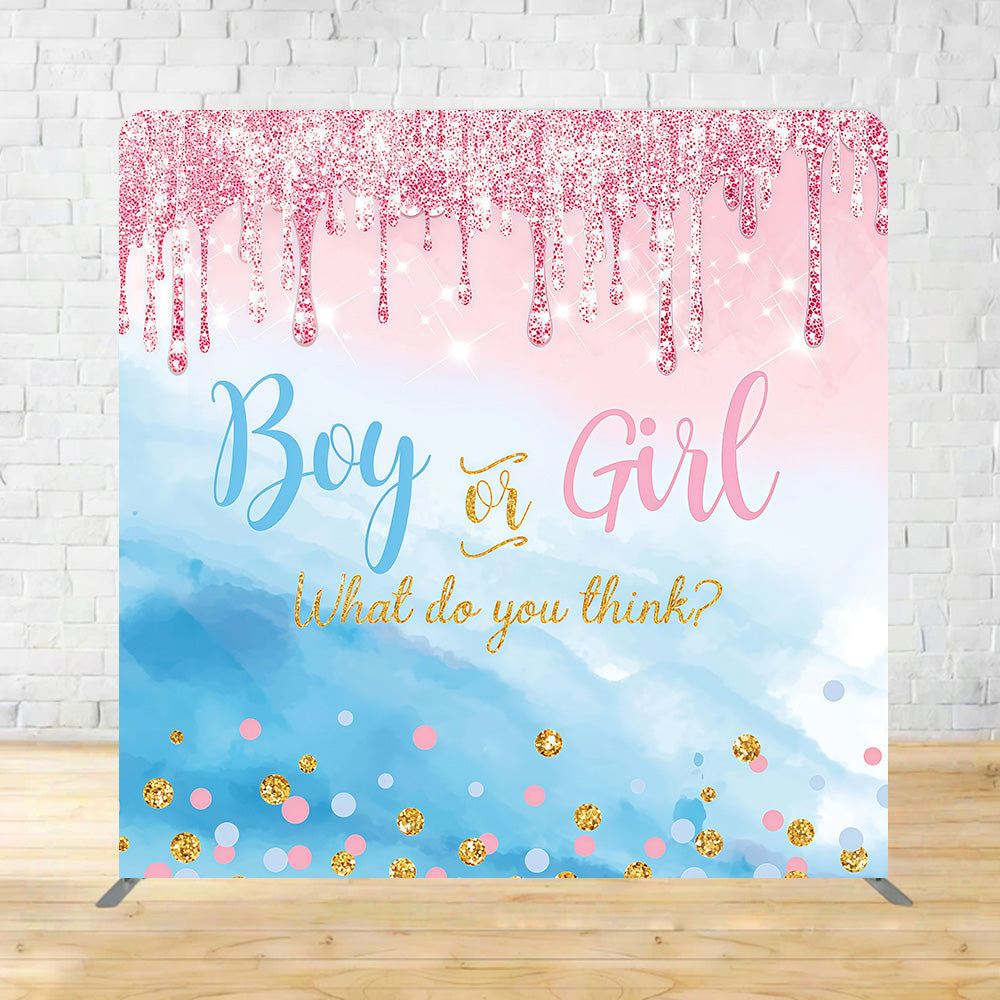 Tension Fabric Backdrop Boy or Girl Dripping Glitter Baby Shower Backdrop MRR11-10