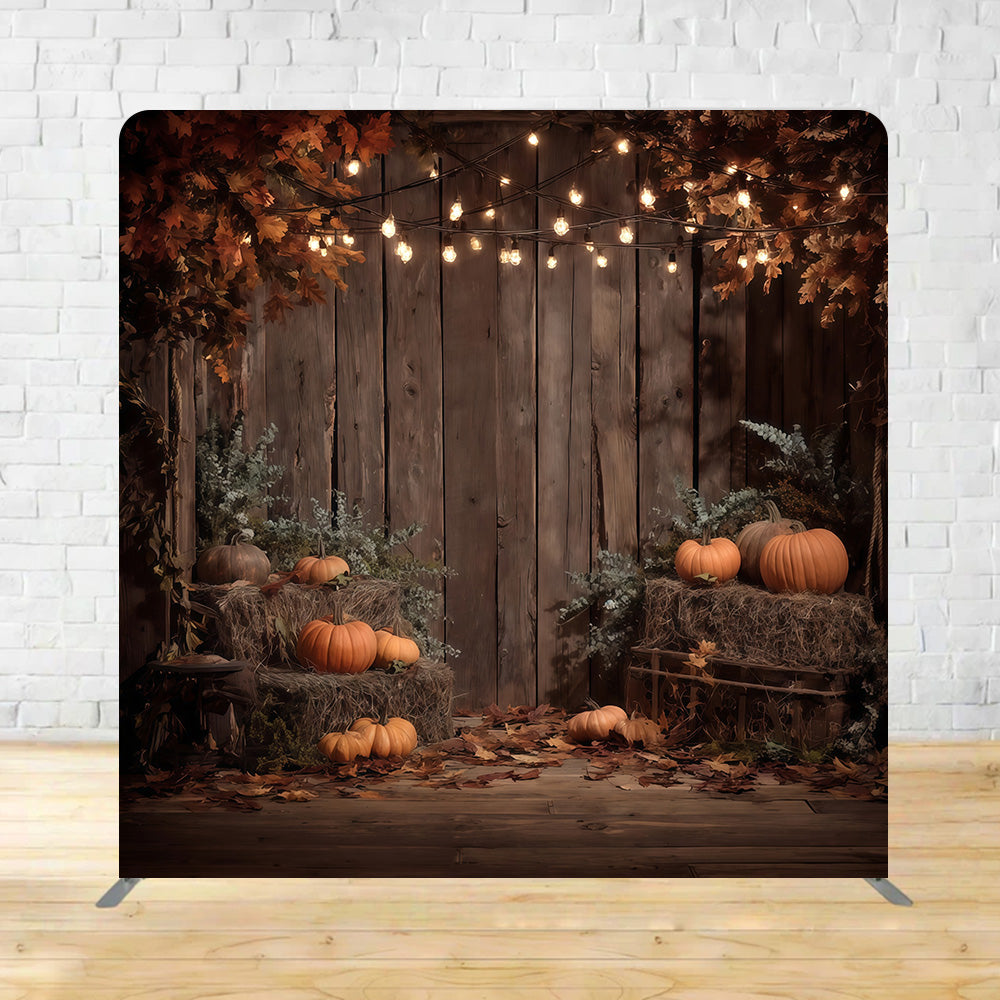Square Backdrop Cozy Barn Wood Pumpkin Display Fall Backdrop MRR11-3