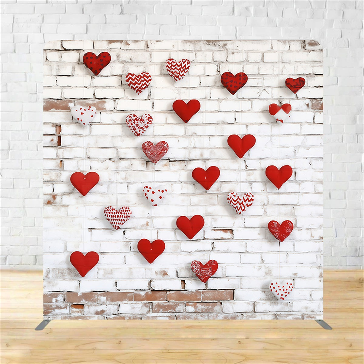 Tension Fabric Backdrop Brick Wall Love Heart Valentines Backdrop MRR11-58