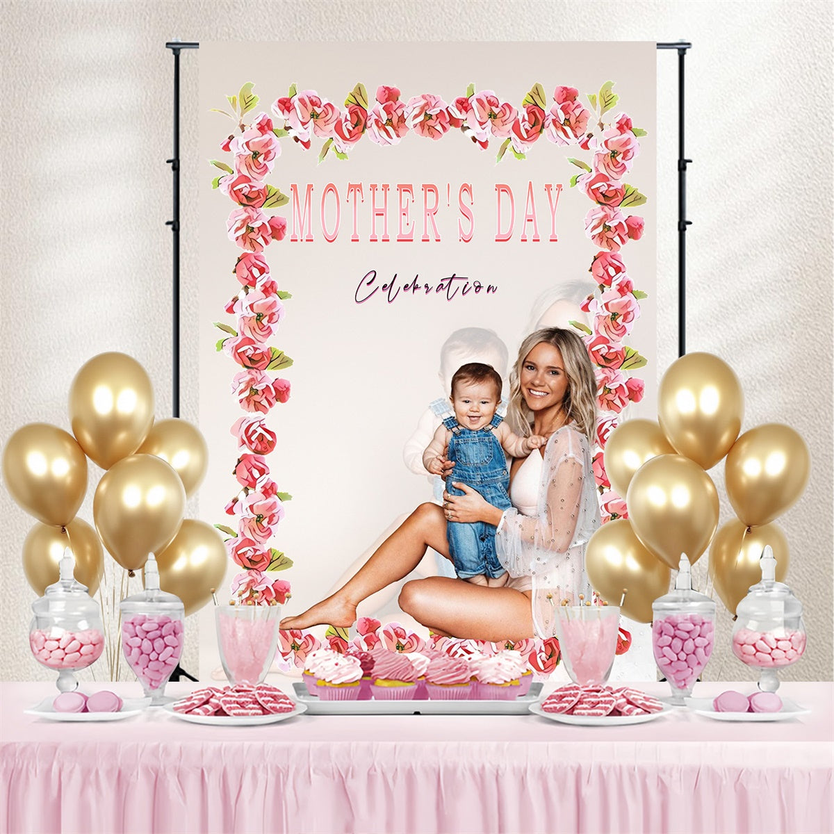 Mother's Day Photo Backdrops Elegant Rose Arch Personalized Backdrop MRR3-112