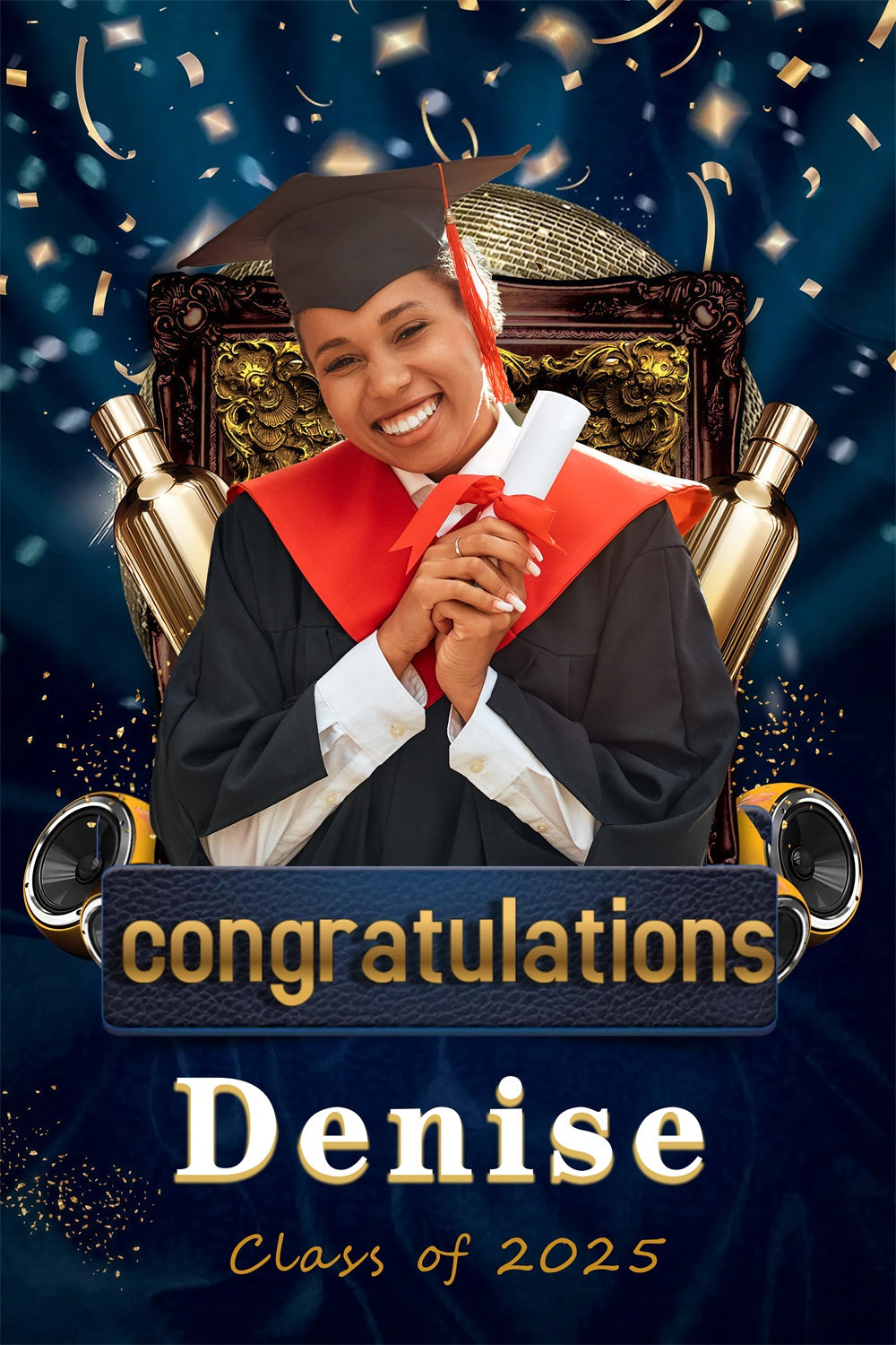 Graduation Photo Backdrop Ideas Confetti Champagne Personalised Party Graduation Backdrop MRR3-195