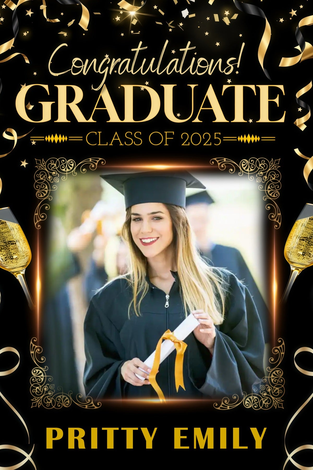Graduation Backdrop Ideas Toast Confetti Personalized Party Graduation Backdrop MRR3-197