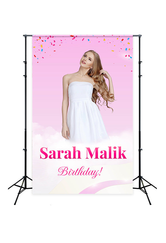 Personalized Backdrops Birthday Dreamy Pink Confetti Backdrop MRR3-29