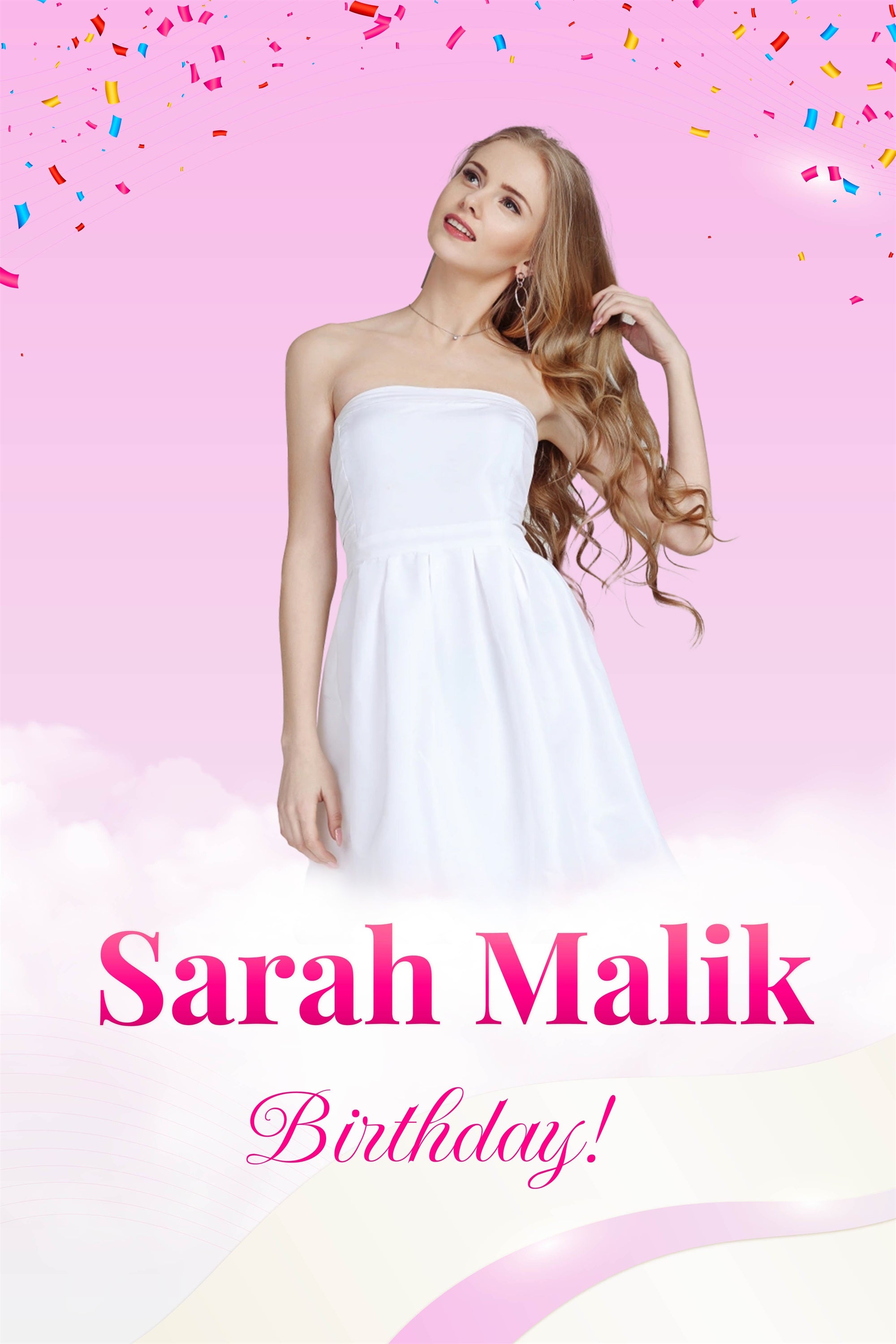 Personalized Backdrops Birthday Dreamy Pink Confetti Backdrop MRR3-29