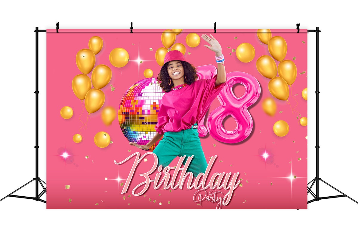 Birthday Backdrop Personalized Golden Balloon Party Backdrop MRR3-3