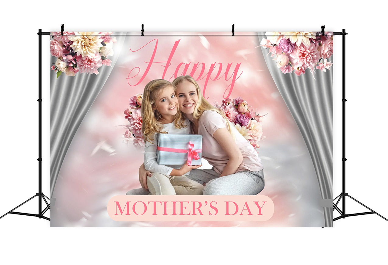 Backdrops For Mother's Day Pastel Flower Curtain Personalised Backdrop MRR3-34