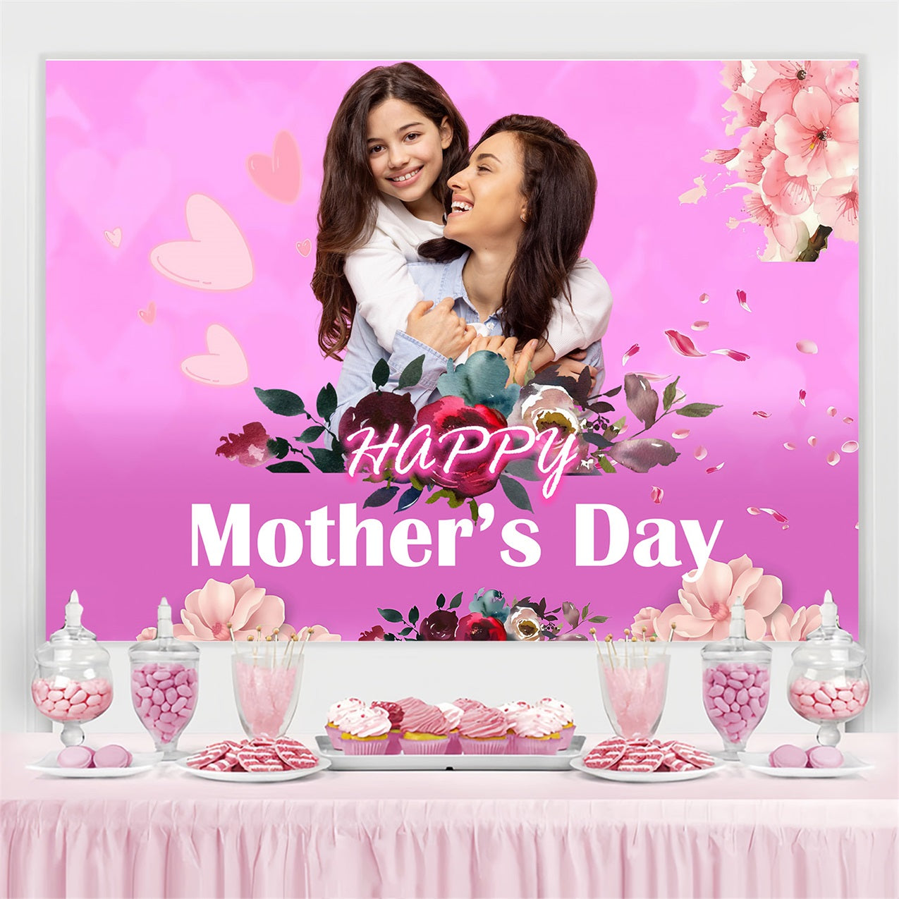 Mothers Day Backdrops Moments Surrounded Blooms Customized Backdrop MRR3-54