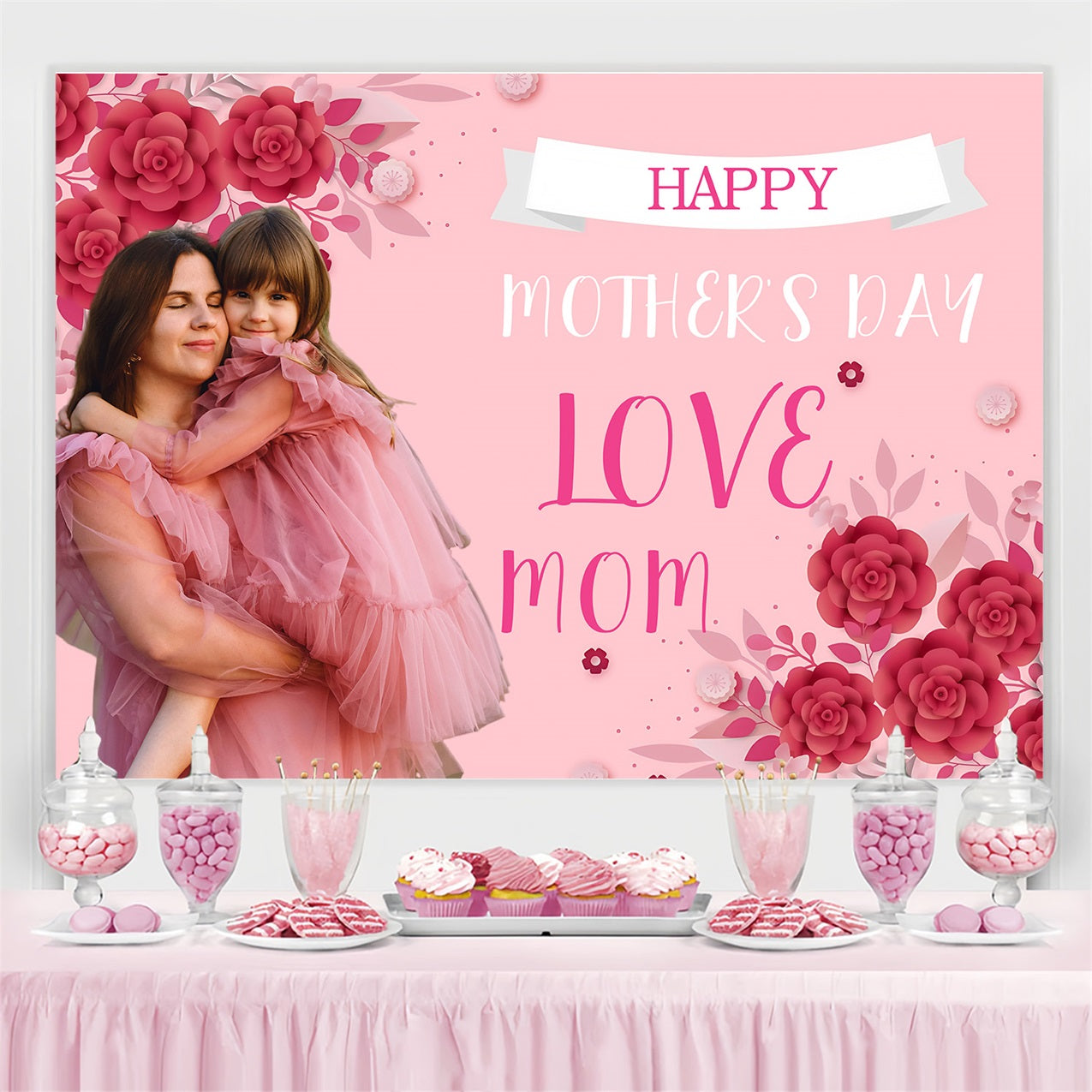 Mothers Day Backdrop Blossoming Love Floral Personalized Backdrop MRR3-59