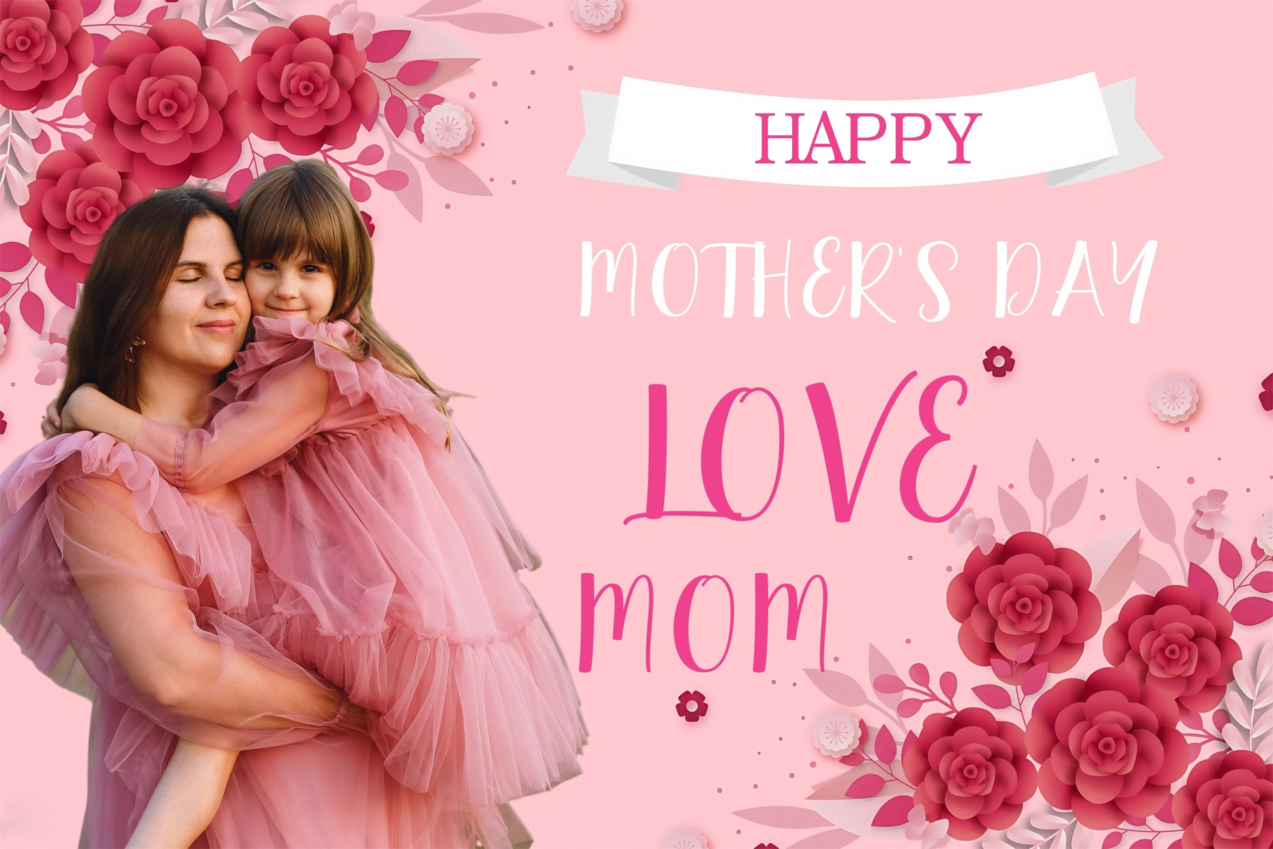 Mothers Day Backdrop Blossoming Love Floral Personalized Backdrop MRR3-59