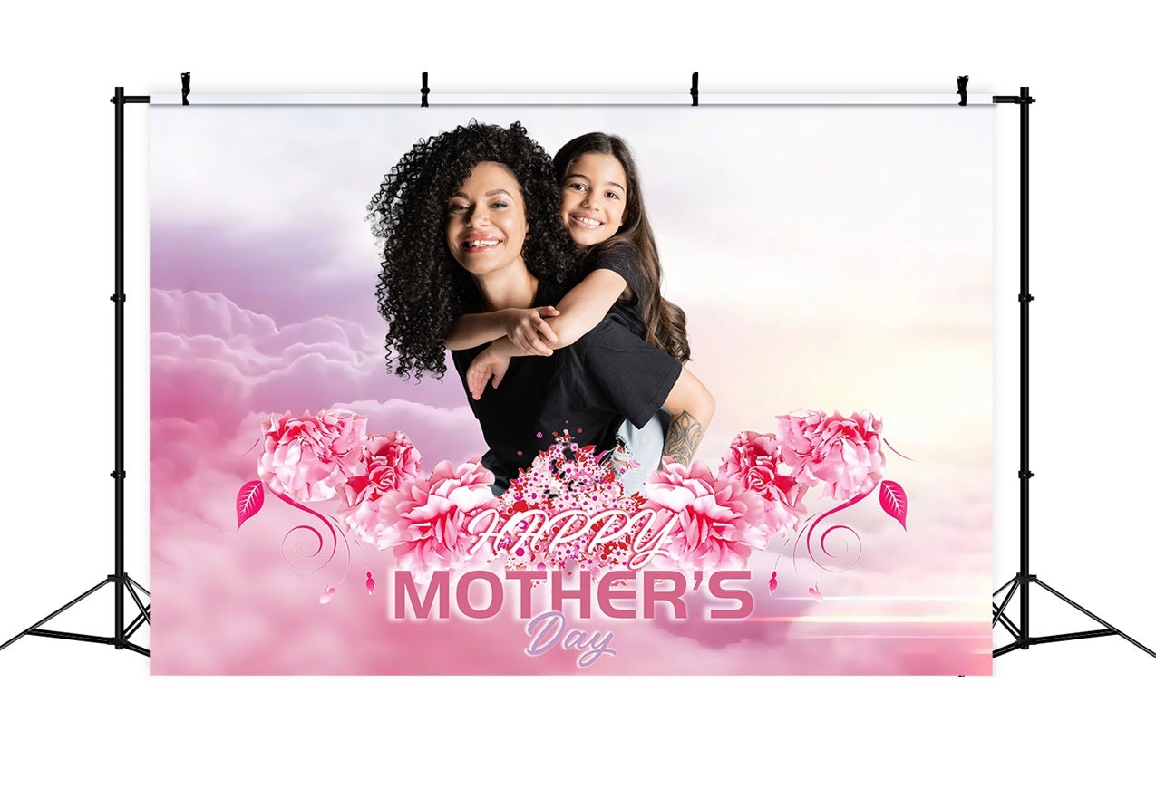 Mother's Day Backdrop Ideas Pink Cloud Flower Personalized Backdrop MRR3-70