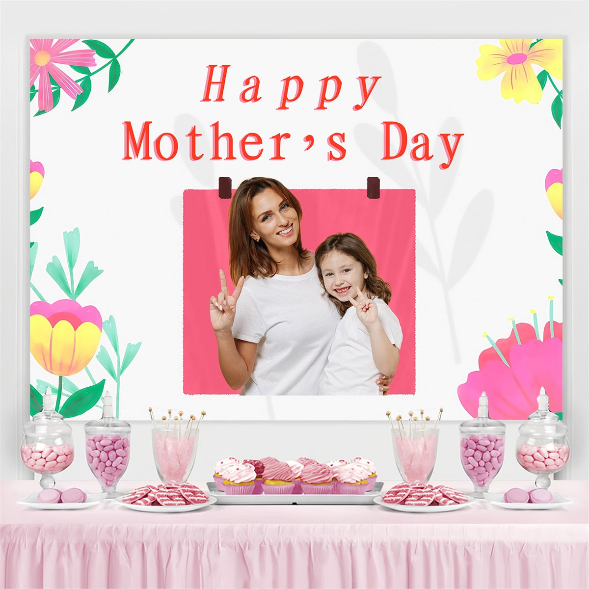 Mothers Day Picture Backdrop Cheerful Floral Art Custom Backdrop MRR3-86