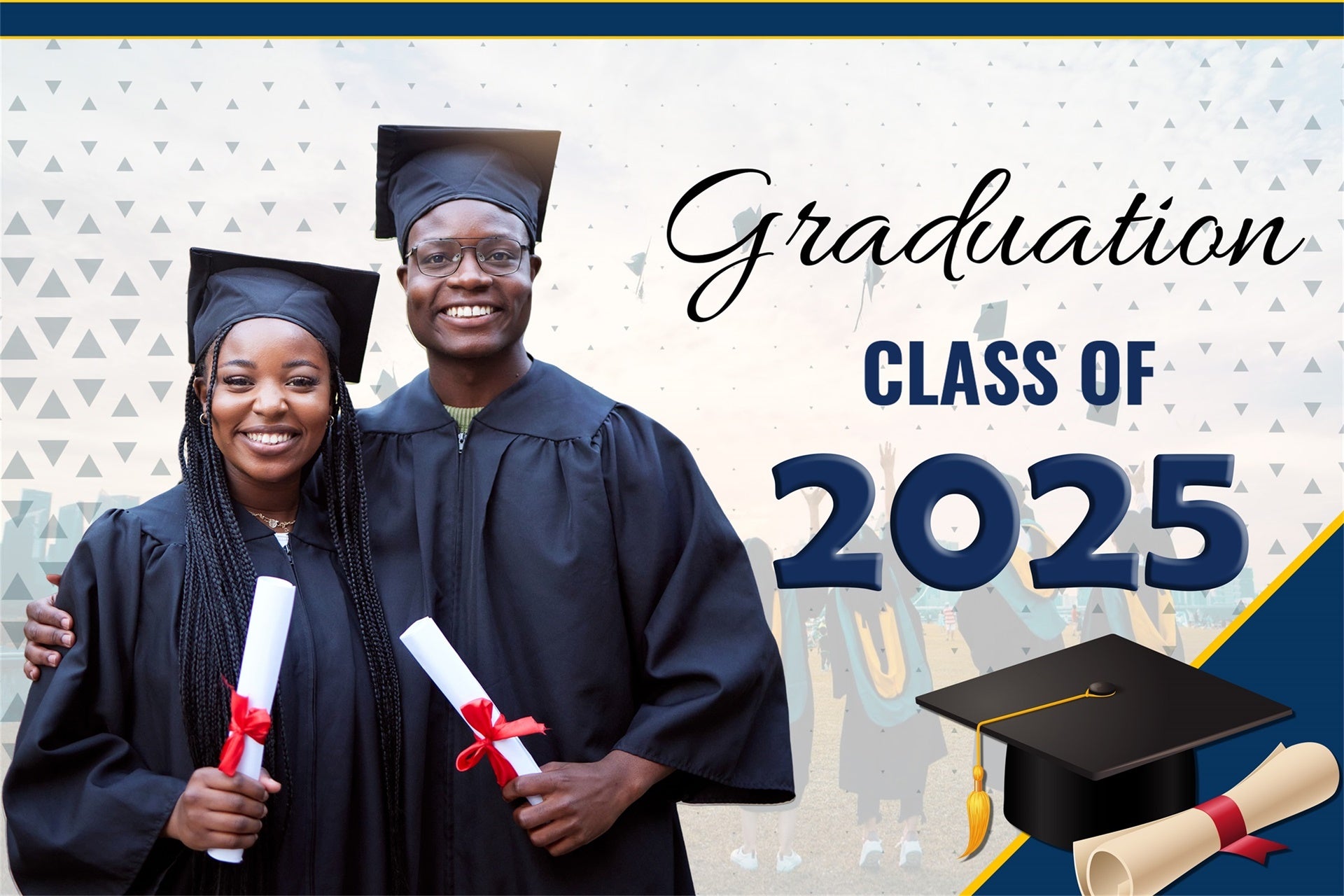 Custom Graduation Photo Backdrop Modern Clean Graduation Party Backdrop MRR4-14