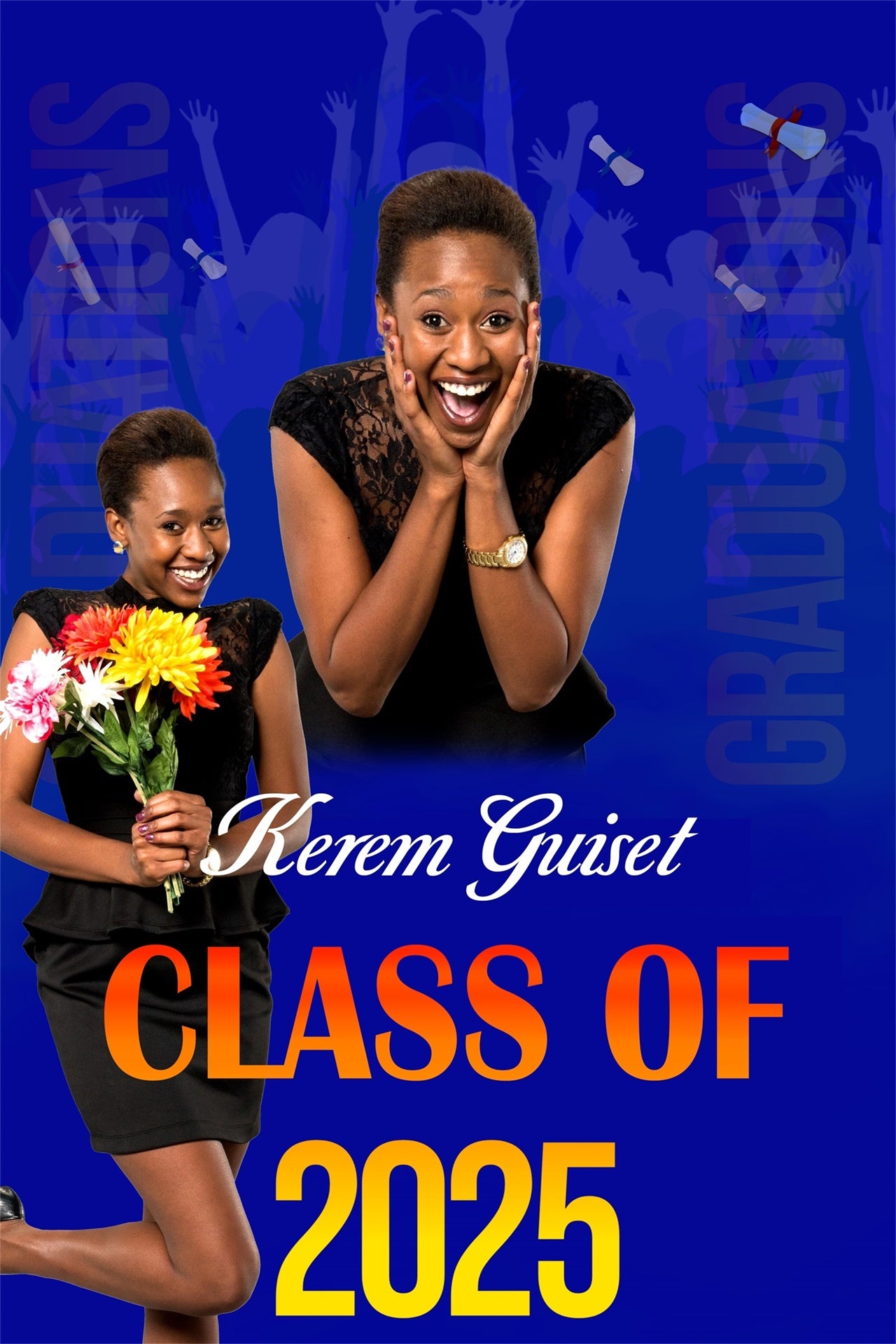 Custom Graduation Backdrop Blue Celebration Graduation Party Backdrop MRR4-30