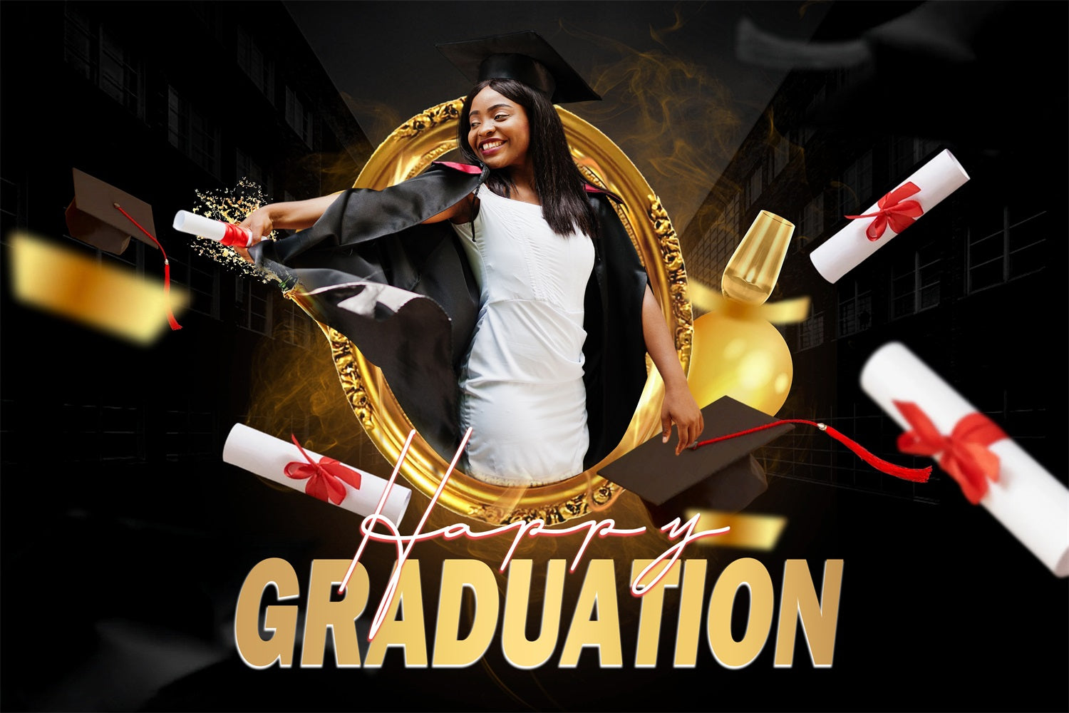 Graduation Backdrop Ideas Happy Diploma Toss Custom Party Graduation Backdrop MRR4-44