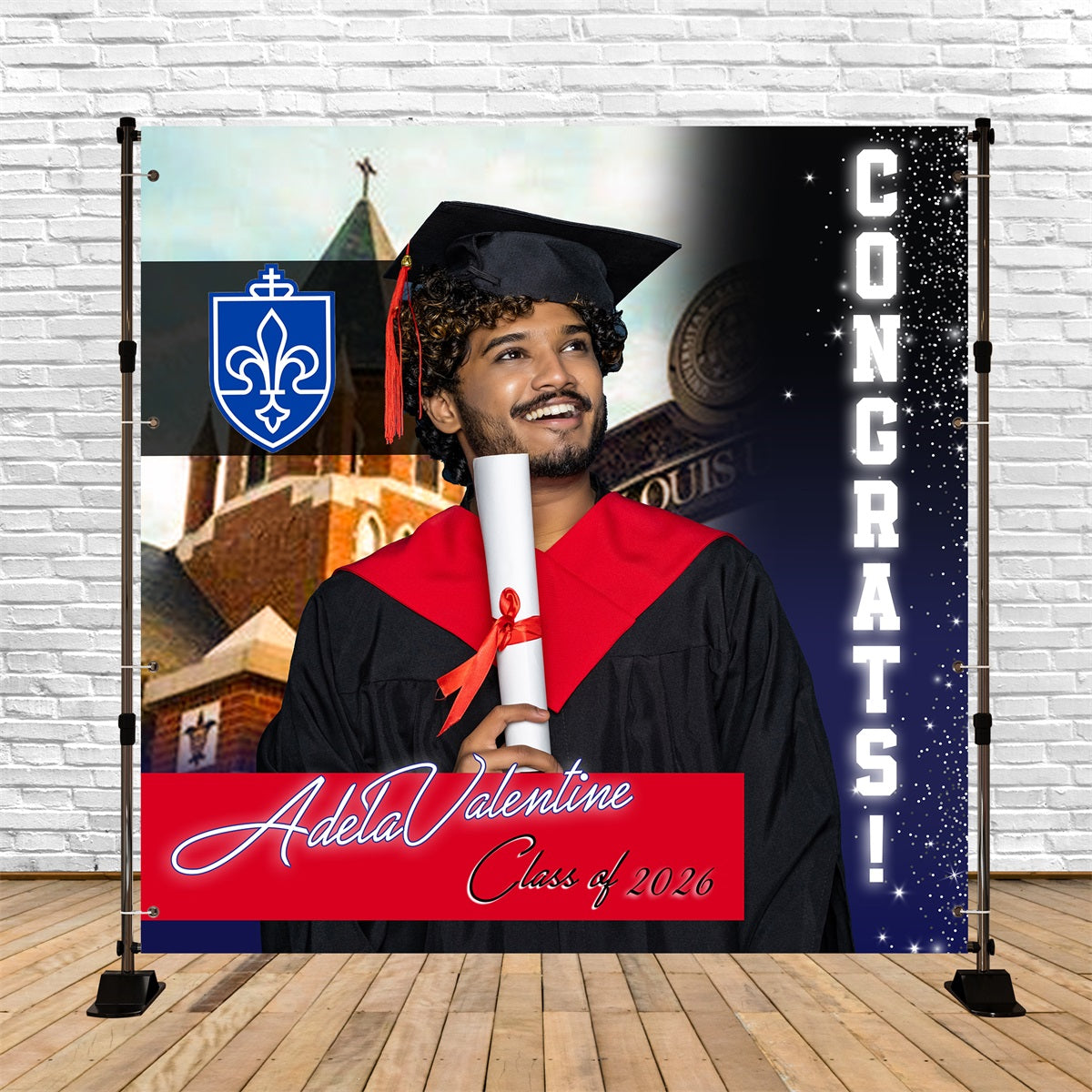 Graduated Backdrop Classic College Style Custom Graduation Party Backdrop MRR5-58