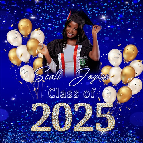 Blue Graduation Backdrop Royal Blue Sparkle Custom Party Graduation Backdrop MRR6-10