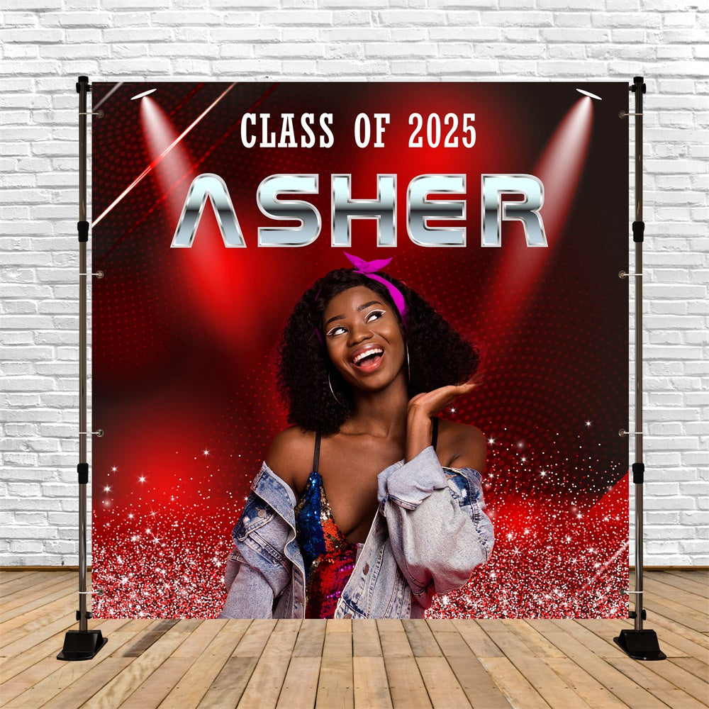 2025 Graduation Backdrop Crimson Glam Custom Party Graduation Backdrop MRR6-12