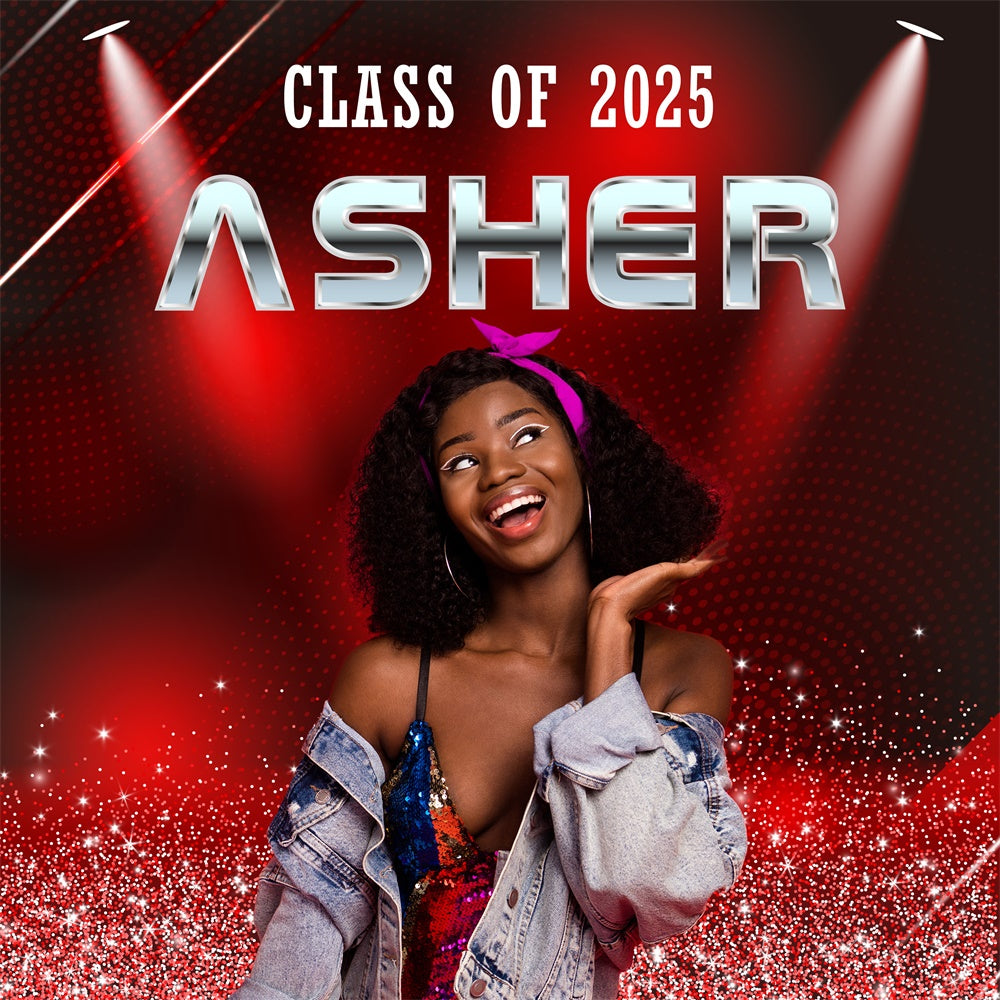 2025 Graduation Backdrop Crimson Glam Custom Party Graduation Backdrop MRR6-12