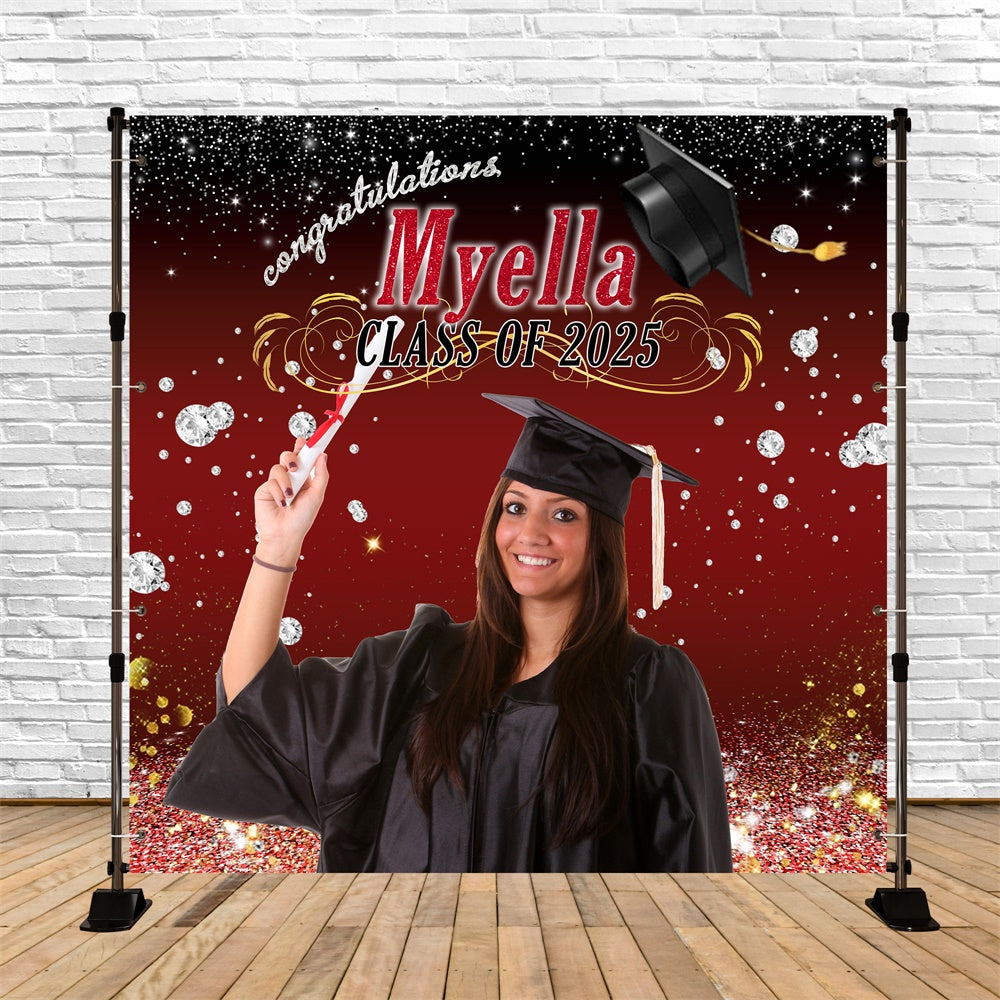 Customized Graduation Backdrop Dazzling Diamond Party Graduation Backdrop MRR6-19