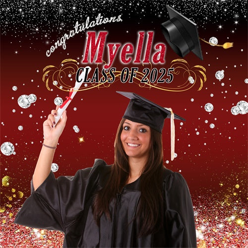 Customized Graduation Backdrop Dazzling Diamond Party Graduation Backdrop MRR6-19