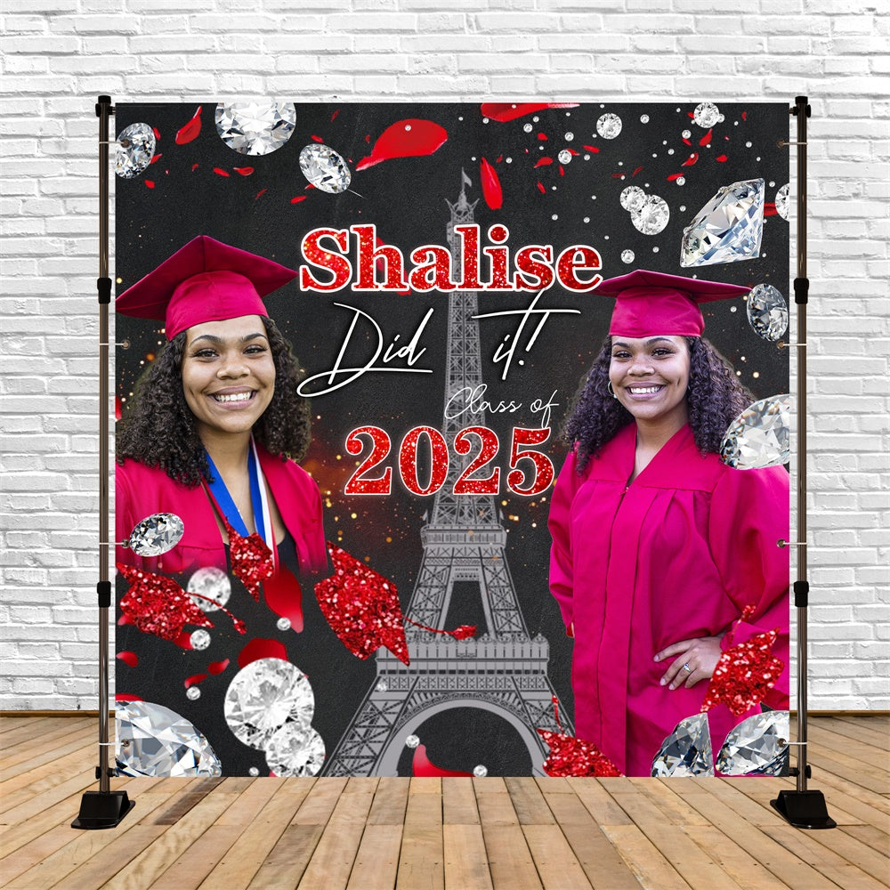 Graduation Photo Backdrop Paris Glam Customized Party Graduation Backdrop MRR6-20