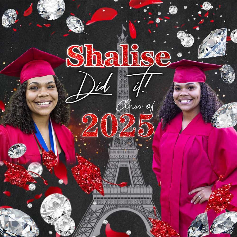 Graduation Photo Backdrop Paris Glam Customized Party Graduation Backdrop MRR6-20