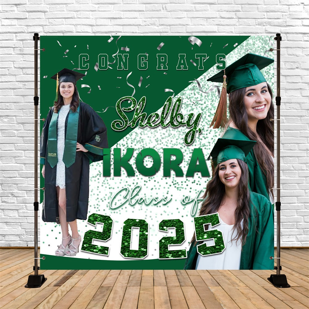 Graduation Backdrops Emerald Confetti Customized Party Graduation Backdrop MRR6-24