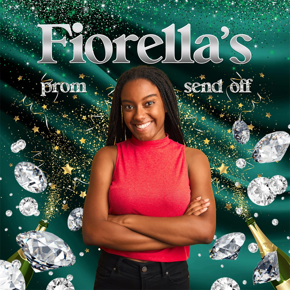 Prom Photo Backdrops Diamond Champagne Custom Party Graduation Backdrop MRR6-28