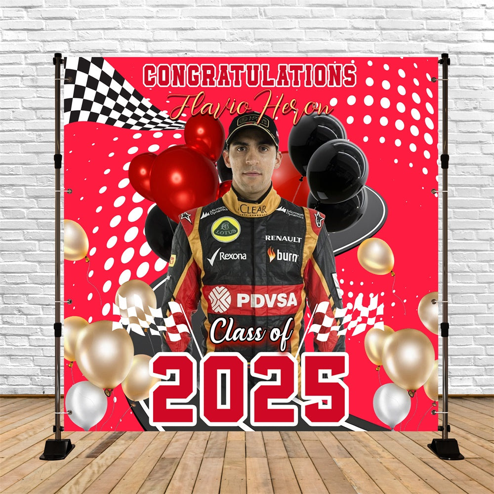 2025 Graduation Backdrop Racing Glory Customized Party Graduation Backdrop MRR6-37