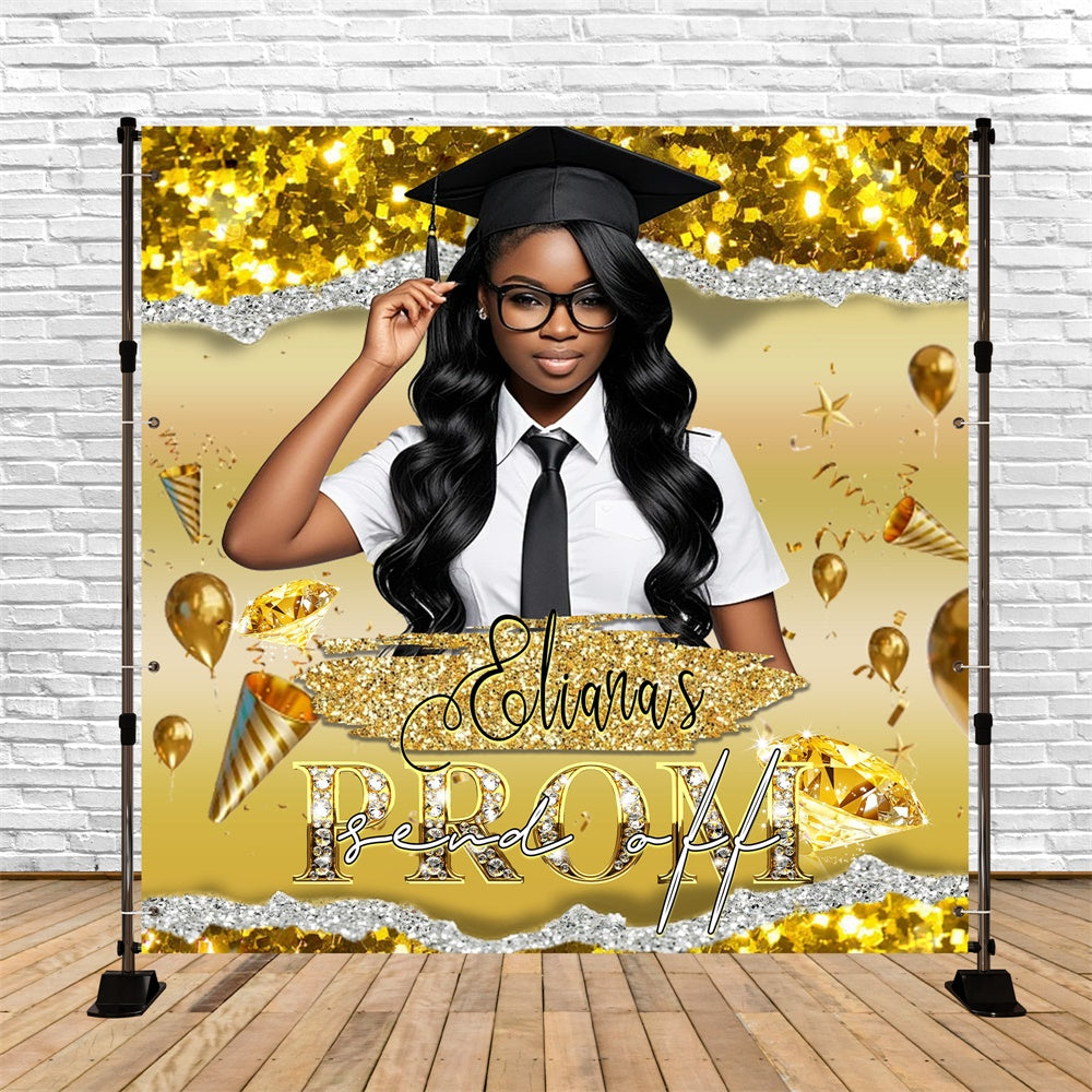 Prom Photo Backdrop Spark Confetti Personalized Party Graduation Backdrop MRR6-5