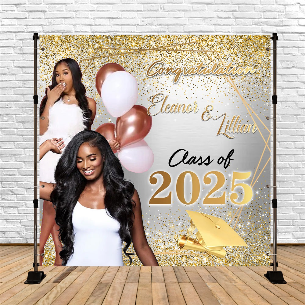 Personalized Graduation Backdrop Elegant Sparkle Party Graduation Backdrop MRR6-8