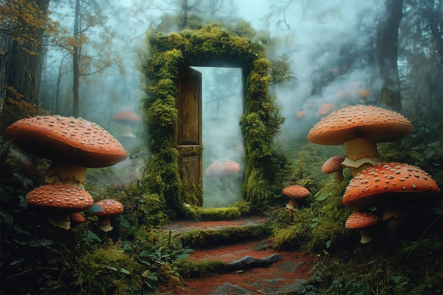 Backdrop Enchanted Forest Moss Gate Mushroom Backdrop MRR7-100
