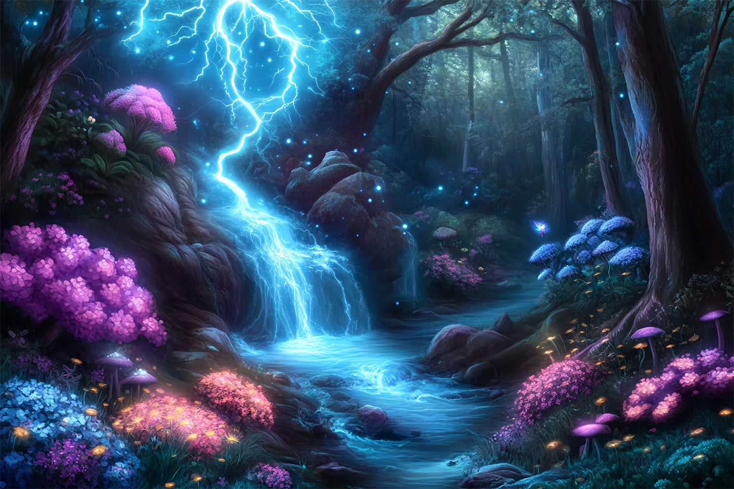 Magical Forest Backdrop Glowing Thunder Cascade Backdrop MRR7-101