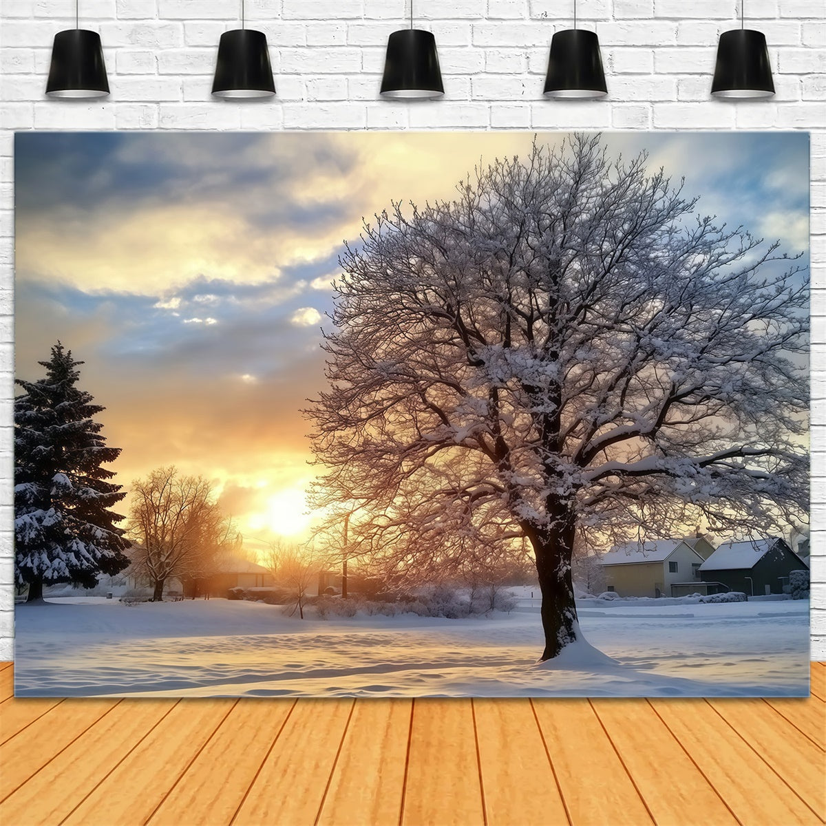 Backdrop Forest Winter Sunset Serenity Backdrop MRR7-107