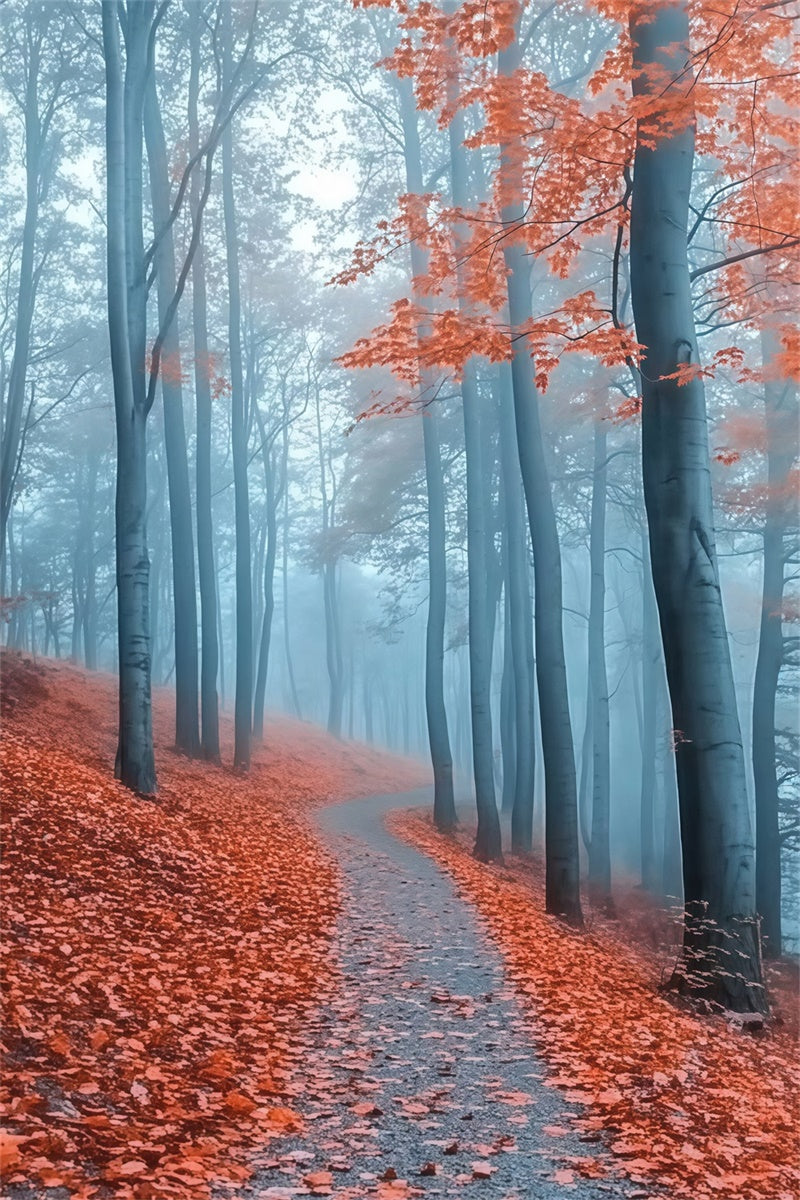 Autumn Forest Backdrop Misty Crimson Path Backdrop MRR7-112