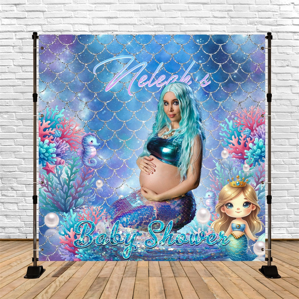 Under The Sea Baby Shower Mermaid Coral Dreams Custom Backdrop MRR7-13