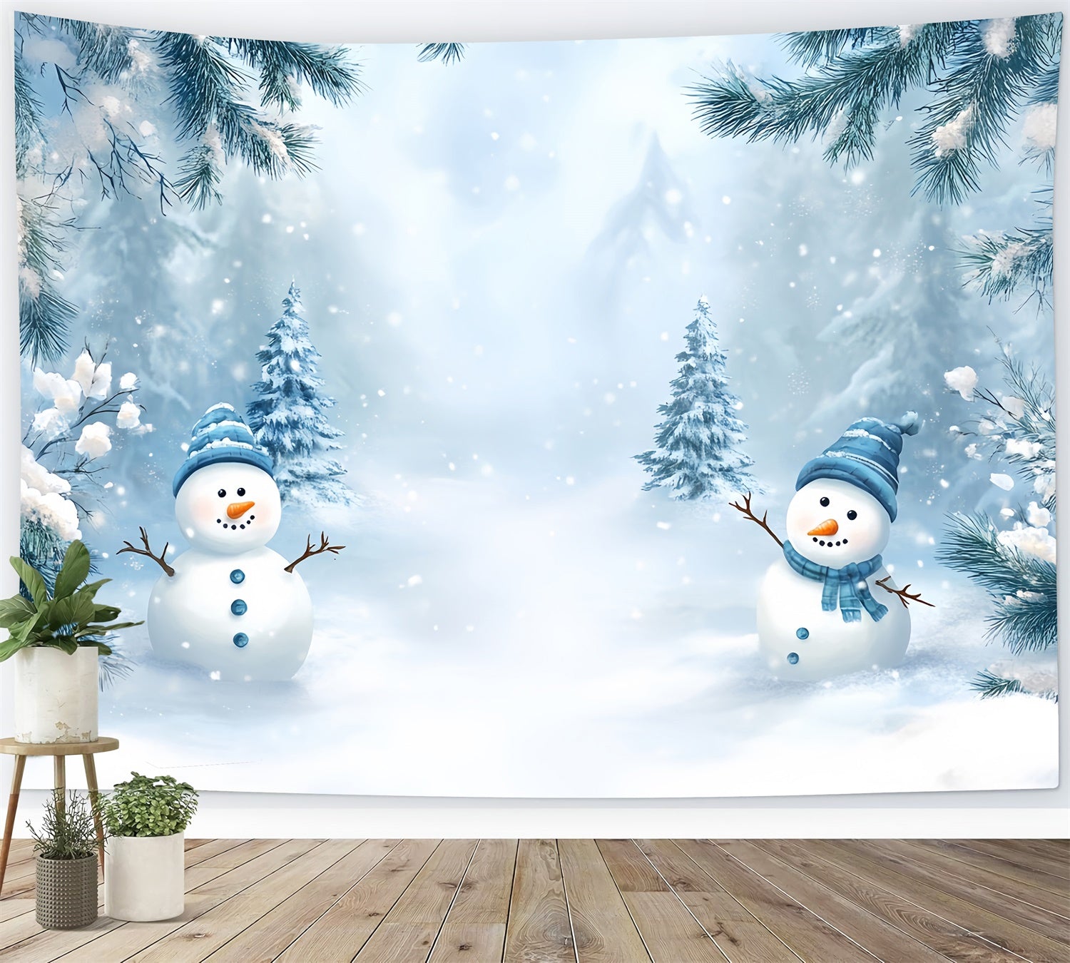 Winter Backdrop Photography Forest Snowman Fun Backdrop MRR7-148